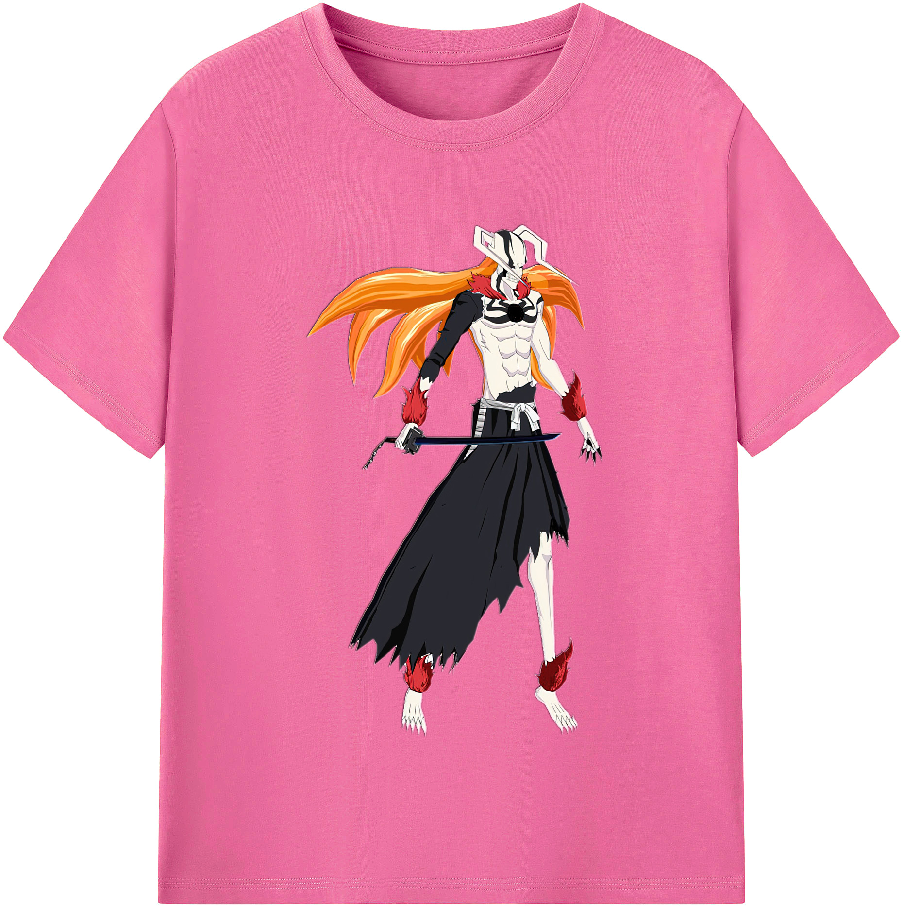 （画像用） ブリーチ 黒崎一護（くろさき いちご）BLEACH Kurosaki Ichigo レディースカジュアルプリントTシャツ（綿100％）